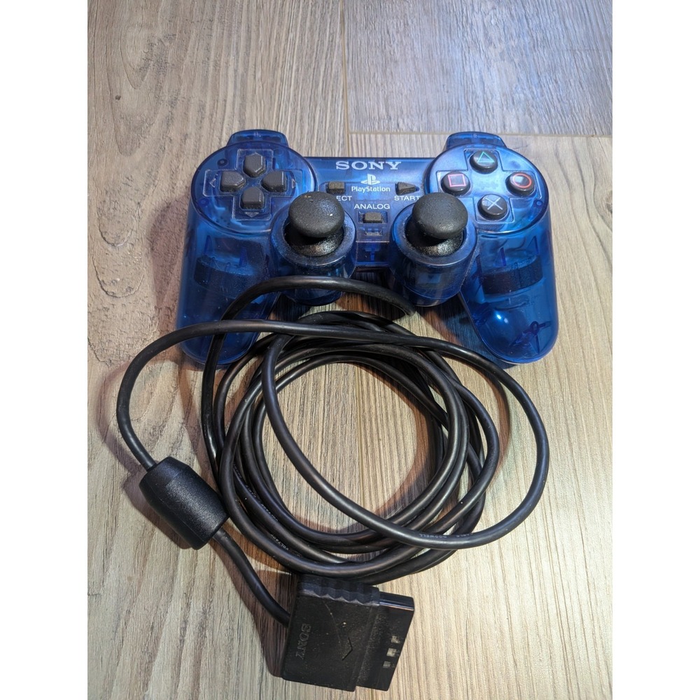 Sony PlayStation 1 PSOne Official Island Blue DualShock Controller Tested Works